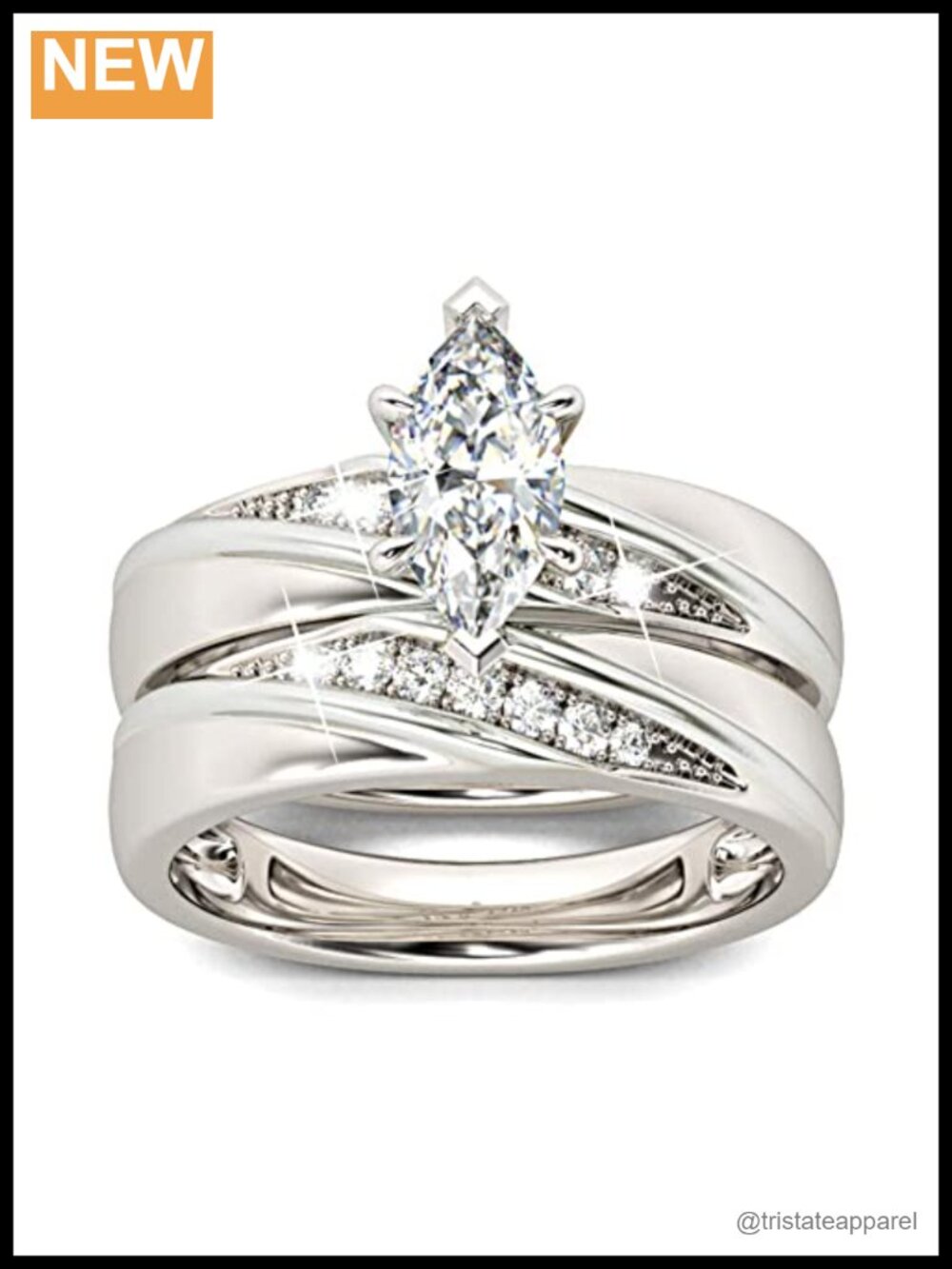 Jeulia 925 Sterling Silver Wedding Ring Set Marquise 1.6ct Bridal Promise Ring